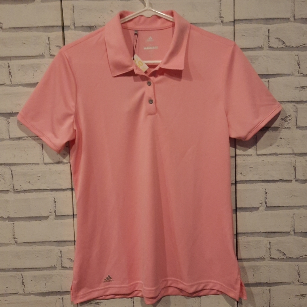 Adidas Golf Women's Size M Polo Shirt Pink Collar Short Sleeve Brand New